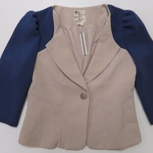 Tulle Blazer Small Single Button New Blue Beige